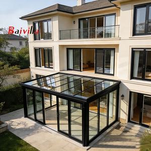 Véranda de style européen, résistante aux ouragans, en alliage d'aluminium et verre trempé, avec portes coulissantes, <span class=keywords><strong>terrasse</strong></span> de jardin d'hiver canadienne - Product Image 3