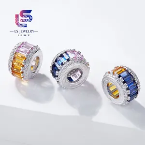 Eternity Promise 9mm Width Colorful Lab Sapphire Moissanite Band 925 Silver Stones Pendant For Necklace Jewelry