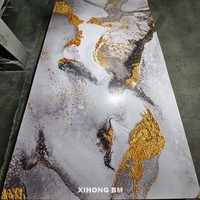 Plaque PVC Marbre Haute Brillance 2-3mm 1220x2440/2800 pour Panneaux Muraux, Étanche, Écologique, Découpe Personnalisée Disponible, Vente en Gros