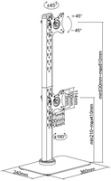Support de bureau sur pied pour écran d'ordinateur double, support à cliquet, support de bras de moniteur économique