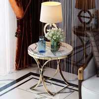 Table basse de salon moderne en acier inoxydable doré avec plateau en marbre, durable, ronde, meubles de luxe pour la maison