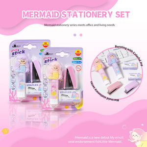 Set de Papelería de Sirena Adorable, 3 Piezas, Mini Engrapadora y Barra de Pegamento Sólido, Artículos Escolares Kawaii, Regalo para Niñas - Product Image 1
