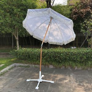 Parasols <strong>Beach</strong> Umbrellas Tassels Boho Wooden Luxury Contemporary Waterproof Hotel Outdoor Furniture Park Fringed Sun Outdoor - Product Image 1