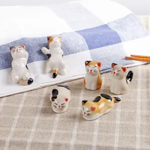 Commercio all'ingrosso Giapponese di Ceramica Mini Gatto Decorazioni Ornamenti/Creativo Della Decorazione Della Casa Tavolo Bacchette Resto Set di 6