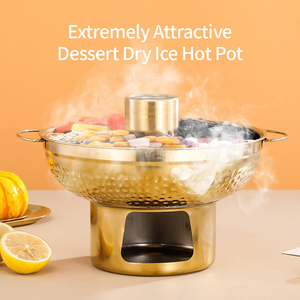 Casserole en acier inoxydable coréen compatible avec les plaques à induction, lavable au lave-vaisselle, design moderne et luxueux, pour restaurant, utilisable avec de la glace sèche - Product Image 4