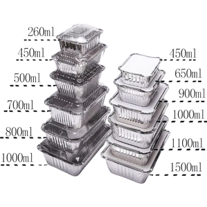 オーブン用使い捨てアルミパンプラスチック蓋ファーストフード調理食品グレード箔容器 - Product Image 2