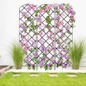 Treillis de jardin en <span class=keywords><strong>fer</strong></span> <span class=keywords><strong>forgé</strong></span> durable et facile à assembler, clôture en treillis diamanté arqué, écran pour plantes grimpantes, <span class=keywords><strong>décoration</strong></span> <span class=keywords><strong>murale</strong></span> extérieure - Product Image 1