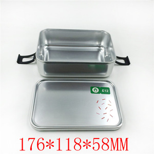 Custom Eco Friendly Rectangular Aluminum <b>Lunch</b> <b>Box</b> 176x118x58mm Metal Bento <b>Box</b> Food Storage Container with Side Latches - Product Image 2