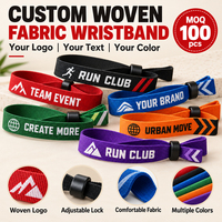 Bracelet personnalisé avec logo, fermeture à glissière, pour événements festifs, cadeaux promotionnels, bracelet en tissu tissé personnalisé en polyester réglable