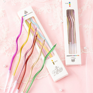 Bougie d'<span class=keywords><strong>anniversaire</strong></span> romantique en spirale créative, décoration de fête, bougie torsadée dorée colorée, bougie en spirale en boîte en papier - Product Image 3