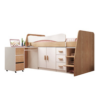 Lit multifonctionnel pour enfants intégré à un bureau, pour les petites pièces, avec garde-corps et armoire de rangement
