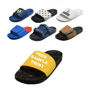 Zachte Pu Bovenste Designer Sandalen Custom Blanco Effen Dia 'S Met Logo Mannen Magische Tape Slippers