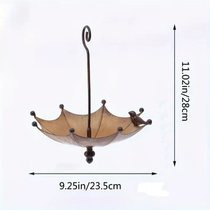 Mangiatoia per Uccelli Fatta a Mano a Forma di Ombrello, Vasca per Uccelli in Metallo, Ornamento da Giardino e Casa, Decorazione per Esterni - Product Image 6