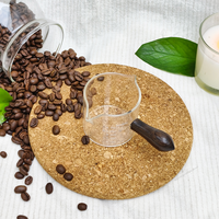 Tasse à mesurer le café en verre borosilicate de 75 ml, double bec verseur, écologique, en stock, mini, transparente, moderne, multi-usage, pour barista, avec poignée en bois