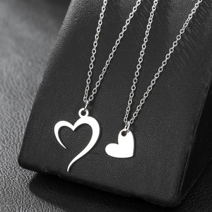 Mother Daughter Heart <b>Necklace</b> Stainless Steel Clavicle <b>Chain</b> Elegant Daily Wear Jewelry Set - Product Image 2