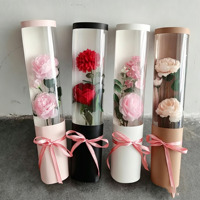 Caja de Regalo de Rosas con Impresión Personalizada Premium, Tubo de Papel Largo y Redondo de Lujo para el Día de San Valentín o Bodas