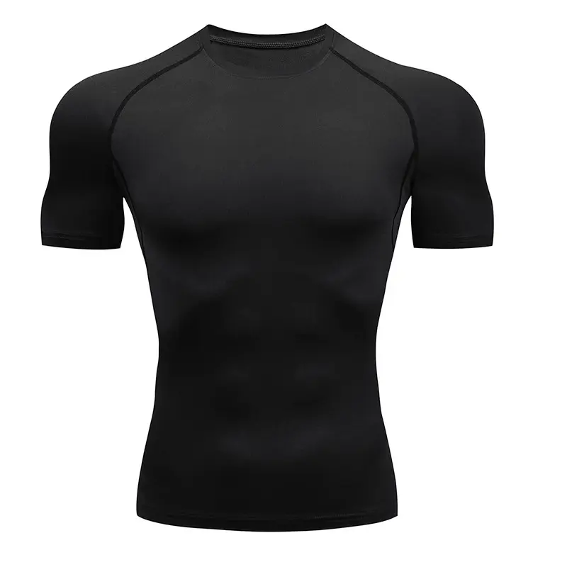 Professional Sportswear Blank Polyester Sport T-shirt Gym T Shirt Men Short Sleeve Casual Black Print Pattern OEM Designs blank
