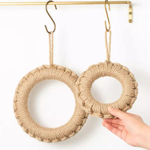 Napperon rond de jute de chanvre tissé résistant lavable naturel matériel fait à la main sous-verre tasse tapis - Product Image 1