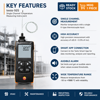 Termometer Digital Saluran Tunggal Tipe K Portabel untuk Pengukuran Industri HVAC