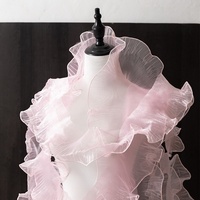 Dentelle plissée décorative transparente à effet dégradé de 12 cm, motif sirène, vague lumineuse, maille plissée simple, feuille de lotus florale