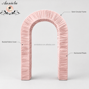 Support de toile de fond ANNIELU 3D en U, cadre en aluminium <span class=keywords><strong>à</strong></span> double tube avec housse en tissu plissé pour décoration de mariage, anniversaire, baby shower, fête - Product Image 2