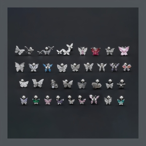 Petit Piercing <span class=keywords><strong>Femme</strong></span> Or 18k Laiton Métal Bijoux Doux Papillon <span class=keywords><strong>Oreille</strong></span> Os Clous Femelle Couleur Petit Animal Boucles <span class=keywords><strong>d</strong></span>'Oreilles Clous - Product Image 2