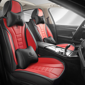 Funda universal de lujo de piel sintética para asiento de coche, juego completo de <span class=keywords><strong>5</strong></span> <span class=keywords><strong>plazas</strong></span> con cojines delanteros y traseros impermeables para modelos Golf y Atlas - Product Image 1