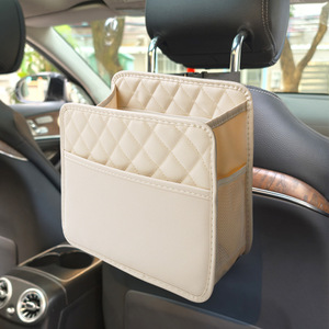 Car <b>Seat</b> Back <b>Storage</b> Bag Leather Multi Functional Organizer For Car Interior With Mesh Pocket And Quilted Design - Product Image 1