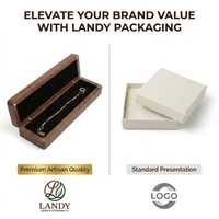 Boîte à bijoux en bois de noyer de luxe avec logo personnalisé Landy, longue et rectangulaire, pour pendentif et bracelet