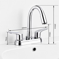 Robinet en plastique brossé avec deux poignées en acier inoxydable 304, robinet d'eau moderne à 2 trous pour salle de bain et cuisine