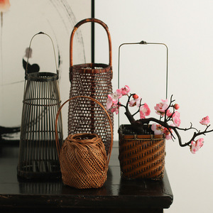 Cesta de flores tejida a mano de bambú, florero decorativo natural para decoración del hogar y sala de té - Product Image 1