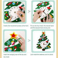 Reloj Digital Educativo con Temática Navideña, Juguete de Aprendizaje del Tiempo, Árbol de Navidad Hecho a Mano, Reloj Educativo de Fieltro para el Aula