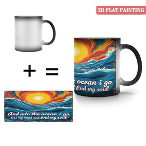 Mug en céramique 11oz, sensible à la chaleur, changeant de couleur, design océan, tasse à boire quotidienne - Product Image 4
