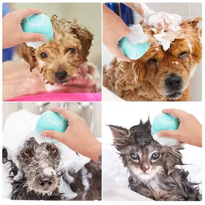 Muestra gratis baño gato perro 2 en 1 Cepillo de baño para mascotas cepillo de masaje silicona suave accesorios de aseo para mascotas para ducha de perros - Product Image 5