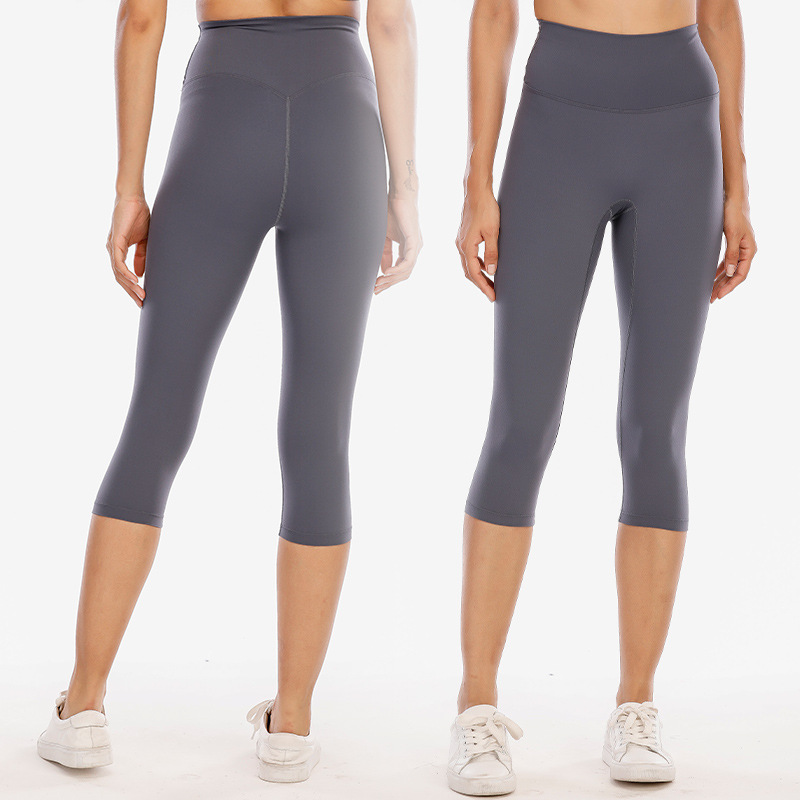 Women High Waist Cotton Capri Trousers Printed Flat Front Cropped Pants with Embroidered Technics Plain Color