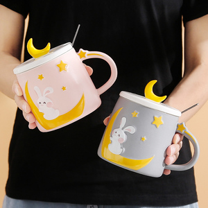 Giảm Giá Mạnh Cốc Mặt Thỏ Mặt Trăng Hoạt Hình Kawayi Mới 14 Oz Cho Trẻ Em Cốc Hình Động Vật 3d - Product Image 4