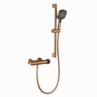 Ensemble de robinetterie de douche et baignoire thermostatique contemporaine en laiton avec finition brossée, jet pluie et jet massant pour usage hôtelier