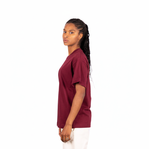 Camiseta Burdeos de gran tamaño para mujeres y hombres, 240 gramos de algodón de secado rápido, transpirable, estilo de moda callejera, estampado, Tops de punto - Product Image 1