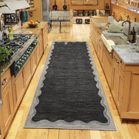 Karpet GarveeHome Scalloped Washable Faux Wool Low Pile Runner Rug 2x6 Anti Selip Tahan Noda Lembut Desain Modern Farmhouse