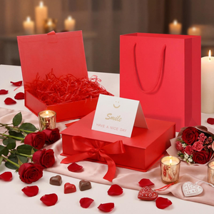 Spot Wholesale High-end Red Fashionable Pearl Necklace Set <b>Box</b> square <b>Box</b> Earrings <b>Ring</b> Mother's Day <b>Gift</b> Packaging <b>Box</b> - Product Image 2
