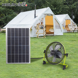 Ventilateur rechargeable de 12 pouces avec panneau solaire Ventilateur de stockage solaire électrique polycristallin 6V à 5 feuilles 12w - Product Image 3