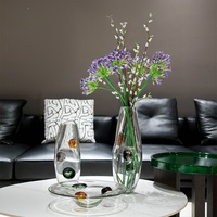 Vase en verre cristal K9 au design moderne et épuré, transparent, abstrait, pour décoration de table de salon intérieur, pièce maîtresse élégante