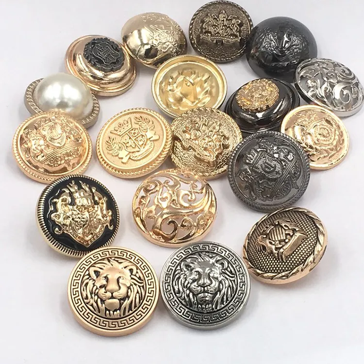 थोक वास्कट शेर कस्टम डिजाइन फैंसी वर्दी धातु बटन सूट बटन सोने रंगीन जाकेट सूट रंगीन जाकेट के लिए टांग कोट बटन