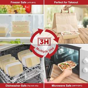 กล่องเตรียมอาหารแบบใช้ซ้ำได้ [150 ชิ้น, 38 ออนซ์] กล่องใส่อาหารแบบพกพาพร้อมฝาปิด - ปลอดสาร BPA, ใช้กับไมโครเวฟ/เครื่องล้างจาน/ช่องแช่แข็งได้ - Product Image 2