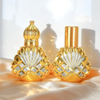 Flacon d'huile essentielle de parfum de 10 ml de style luxe du Moyen-Orient, forme unique, en verre électroplaqué, fabricant de flacons Atar