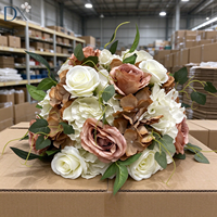 Bunga Mawar Hydrangea Sutra Buatan Warna Peach Putih Mewah Modern 40cm Set Dekorasi Bunga Meja Acara Pernikahan