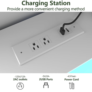 <span class=keywords><strong>Commode</strong></span> moderne blanche à 6 tiroirs avec éclairage LED <span class=keywords><strong>et</strong></span> station de charge, armoire de rangement avec ports USB - Product Image 3