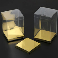 Boîte carrée transparente en PET pour bonbons de mariage personnalisés, boîte en plastique PVC transparente avec inserts dorés