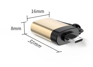 Adaptador OTG Micro <span class=keywords><strong>a</strong></span> <span class=keywords><strong>USB</strong></span> Aleación de aluminio Micro <span class=keywords><strong>USB</strong></span> macho <span class=keywords><strong>a</strong></span> <span class=keywords><strong>USB</strong></span> adaptador hembra para Android Smartphone/Mesa Uso del teléfono móvil - Product Image 4