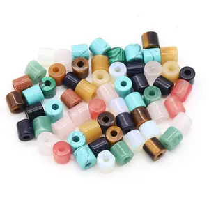 Natural Stone Large Hole Cylindrical Loose Bead 9X9mm Hole 3mm Barrel Beads Big Holes Tube Stone Beads For Jewelry Making